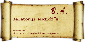 Balatonyi Abdiás névjegykártya